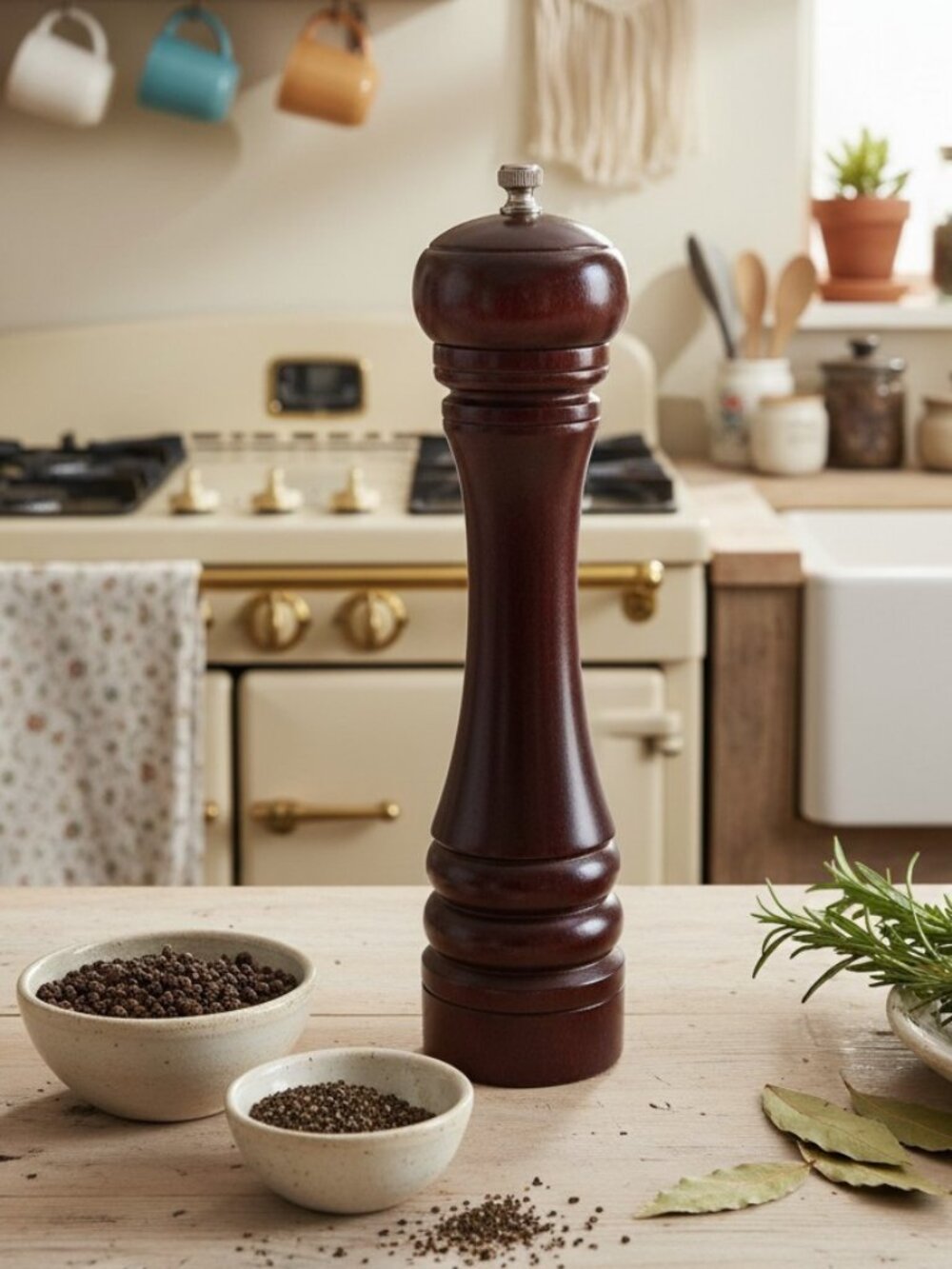 WEXFORD Chocolate Brown Coloured Wood Peppermill 12" Tall